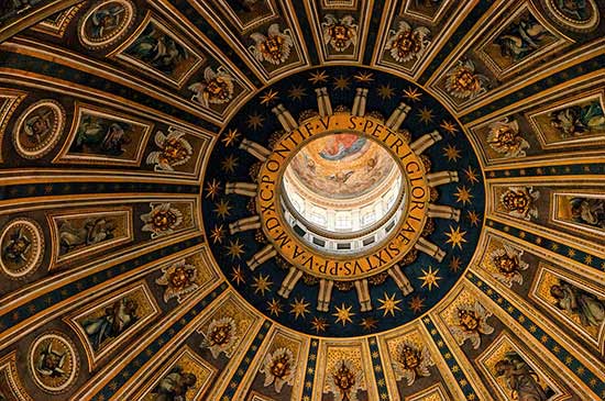 Inside St Peter's Basilica, ceiling dome