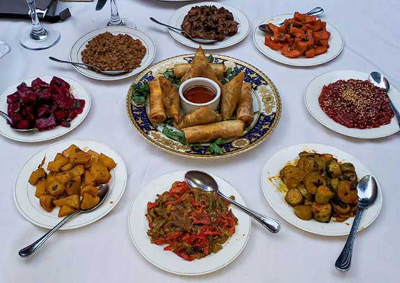 Dinner appetizers in Marrakech